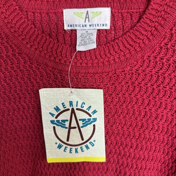 Vtg 90s Y2K American Weekend Heavy Sweater Men's Red Preppy Prep Fisherman NWT - Picture 6 of 8